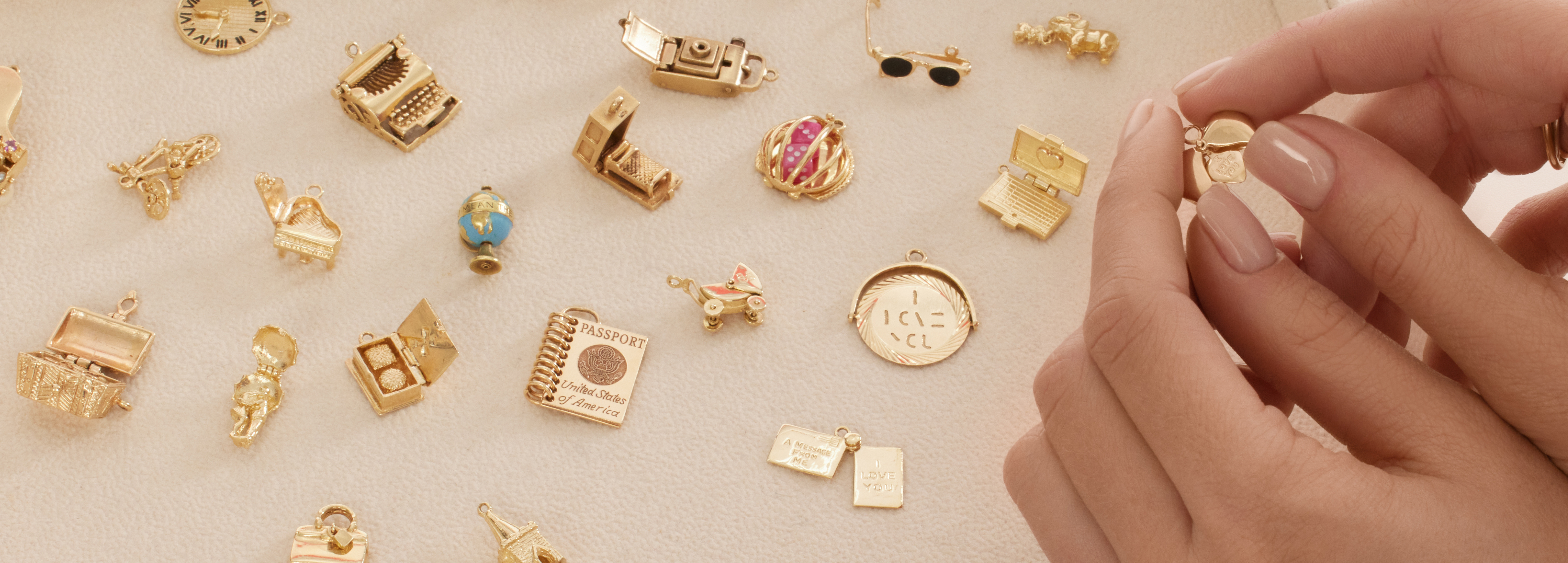 moveable charms on a table